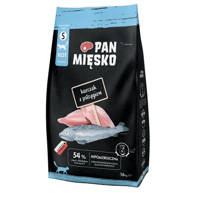 Karma dla kota PAN MIĘSKO Kurczak z pstrągiem S 1.6 kg