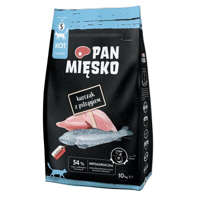 Karma dla kota PAN MIĘSKO Kurczak z pstrągiem S 10 kg