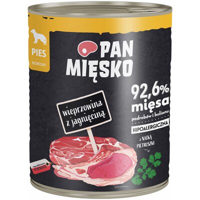 Karma dla psa PAN MIĘSKO Wieprzowina z jagnięciną 800 g