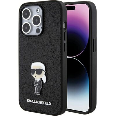 Etui KARL LAGERFELD Fixed Glitter do Apple iPhone 15 Pro Czarny