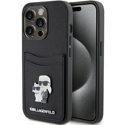 Etui KARL LAGERFELD Saffiano Cardslot do Apple iPhone 15 Pro Czarny