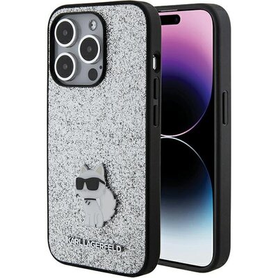 Etui KARL LAGERFELD Fixed Glitter do Apple iPhone 15 Pro Max Srebrny