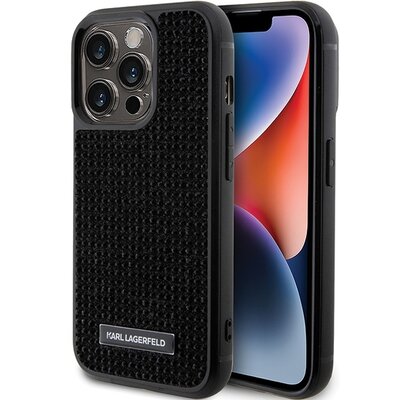 Etui KARL LAGERFELD Rhinestone Logo Metal do Apple iPhone 15 Pro Max Czarny