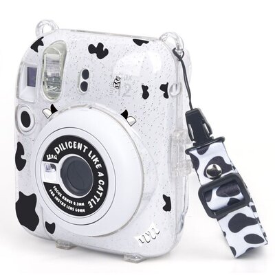 Pokrowiec LOVEINSTANT SB7949 do FujiFilm Instax Mini 12 Przezroczysty Brokat + Naklejki
