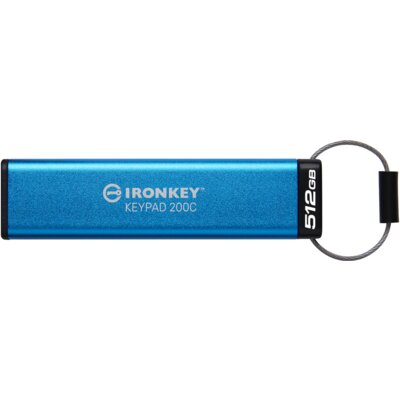 Pendrive KINGSTON IronKey Keypad 200C 512GB, USB-C, Odczyt 280 Mb/s, Zapis 200 Mb/s Niebieski