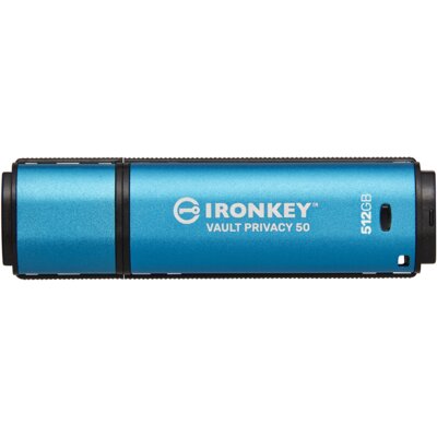 Pendrive KINGSTON IronKey Vault Privacy 50 512GB, USB 3.2 Gen. 1 (USB 3.0), Odczyt 310 Mb/s, Zapis 250 Mb/s Niebieski