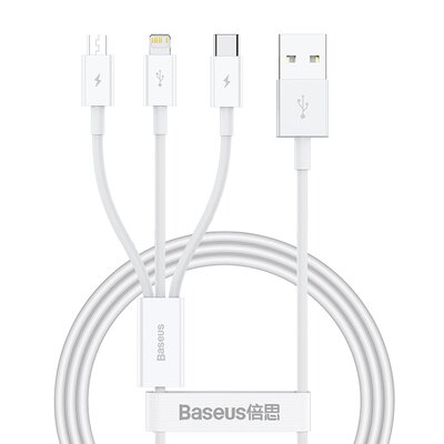 Kabel USB - USB-C/Lightning/Micro USB BASEUS Superior 3w1 1m Biały