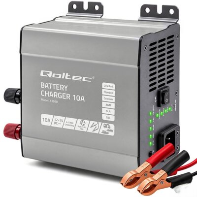 Inteligentna ładowarka QOLTEC Monolith 51958 do akumulatorów LIFEPO4 AGM GEL SLA 10A 12V