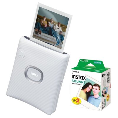 Drukarka FUJIFILM Instax Square Link Biały + Wkład do aparatu FUJIFILM Instax Square 20 arkuszy