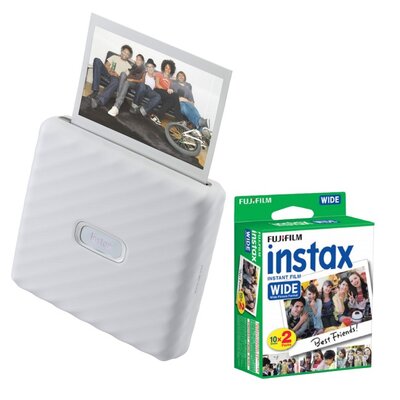 Drukarka FUJIFILM Link Wide Biały + Wkład do aparatu FUJIFILM Instax Wide 20 arkuszy