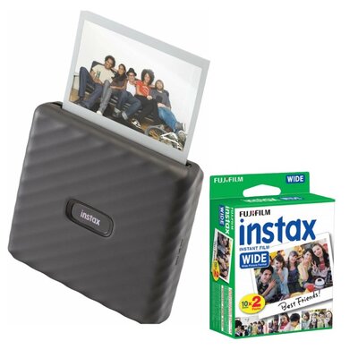 Drukarka FUJIFILM Link Wide Szary + Wkład do aparatu FUJIFILM Instax Wide 20 arkuszy
