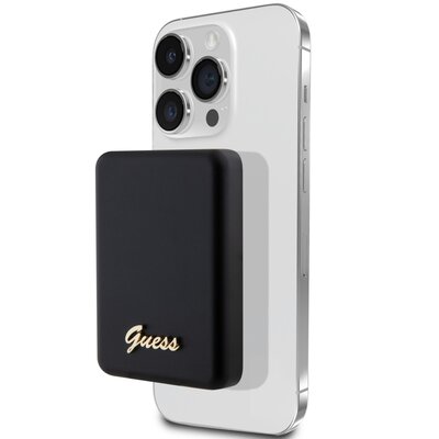 Powerbank indukcyjny GUESS 4G Strassed Metal Logo MagSafe 5000 mAh 15W Czarny