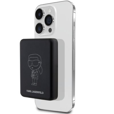 Powerbank indukcyjny KARL LAGERFELD Outline Ikonik MagSafe 5000 mAh 15W Czarny