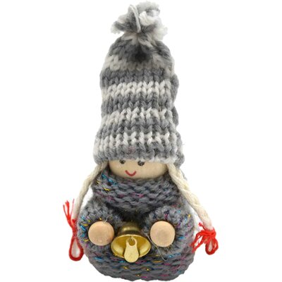 Zawieszka SASKA GARDEN Laleczka z dzwoneczkiem 7.5 cm Szary