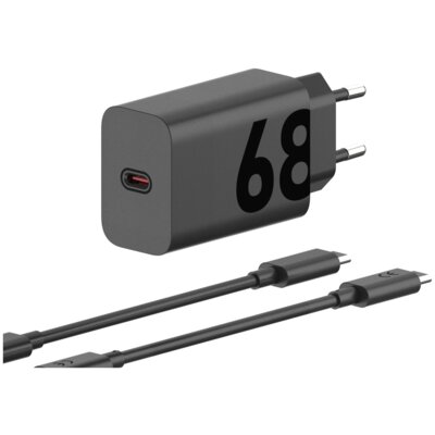 Ładowarka sieciowa MOTOROLA TurboPower GaN PD 68W + Kabel USB-C - USB-C Czarny