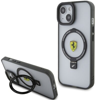 Etui FERRARI Ring Stand do Apple iPhone 15 Czarny