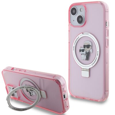 Etui KARL LAGERFELD Ring Stand Karl&Choupettte MagSafe do Apple iPhone 13/14/15 Różowy