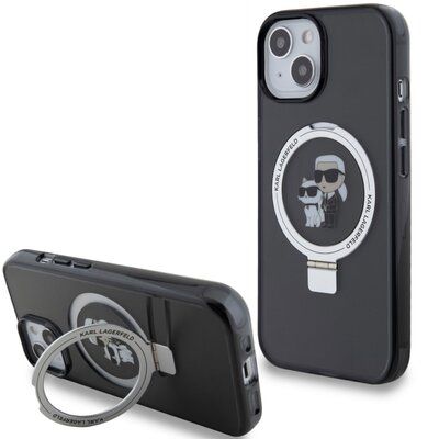 Etui KARL LAGERFELD Ring Stand Karl&Choupette MagSafe do Apple iPhone 13/14/15 Czarny