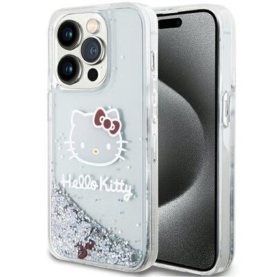 Zdjęcia - Etui Hello Kitty   Liquid Glitter Charms do Apple iPhone 14 Pro Srebrny 
