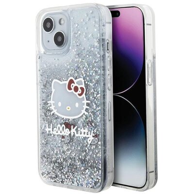 Zdjęcia - Etui Hello Kitty   Liquid Glitter Charms do Apple iPhone 15 Srebrny HKHCP15S 