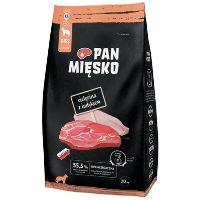 Karma dla psa PAN MIĘSKO Cielęcina z Indykiem XS 20 kg