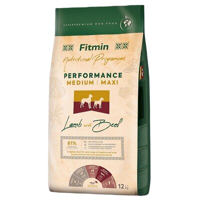 Karma dla psa FITMIN Medium Maxi Performance Jagnięcina z wołowiną 12 kg