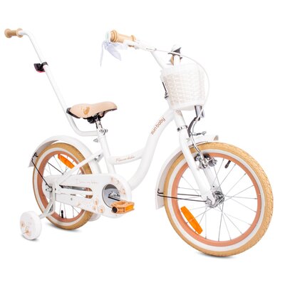 Rower dziecięcy SUN BABY Flower Bike 16 cali dla dziewczynki Biało-beżowy