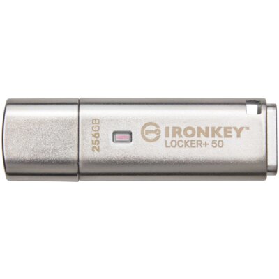 Pendrive KINGSTON IronKey Locker+ 50 256GB, USB 3.2 Gen. 1 (USB 3.0), Odczyt 145 Mb/s, Zapis 115 Mb/s Srebrny