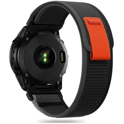 Pasek TECH-PROTECT Nylon do Garmin Fenix 5/6/6 Pro/7/8/8 Pro (szerokość paska 22 mm) Czarno-pomarańczowy