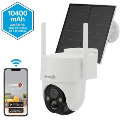Kamera IP SETTI+ SC970 3MP Smart, Zewnętrzna, 4G LTE, Kamera obrotowa, Akumulator, Panel solarny
