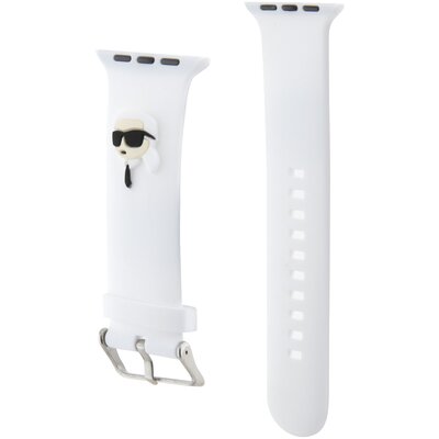 Pasek KARL LAGERFELD 3D Rubber Karl Head do Apple Watch do koperty 38/40/41mm Biały