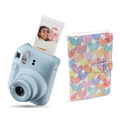 Aparat FUJIFILM Instax Mini 12 Niebieski + Album MODUS Instax Mini Hearts T1670 J18