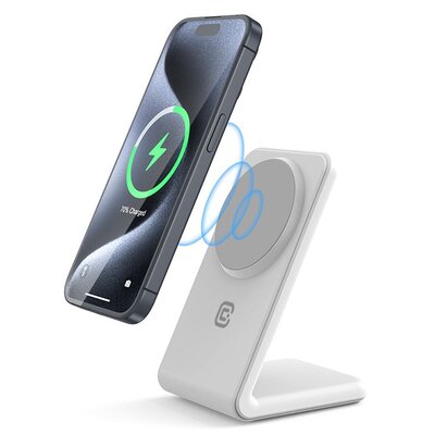 Ładowarka indukcyjna CRONG MagSpot Stand 2w1 15W Biały MagSafe