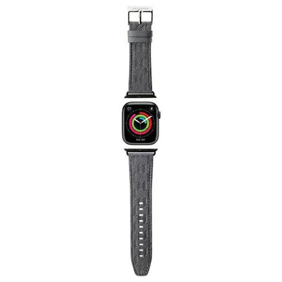 Pasek KARL LAGERFELD Saffiano Monogram do Apple Watch 42/44/45/49mm Srebrny
