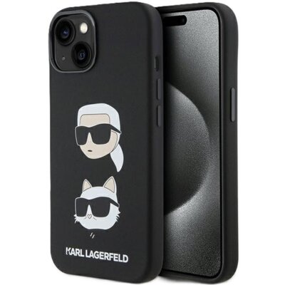 Etui KARL LAGERFELD Silicone Karl & Choupette Heads do Apple iPhone 15 Czarny