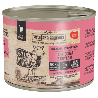 Karma dla kota WIEJSKA ZAGRODA Jagnięcina z krylem 200 g