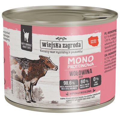 Karma dla kota WIEJSKA ZAGRODA Monobiałkowa Wołowina 200 g