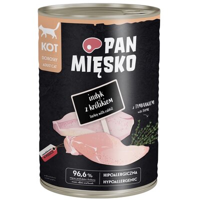 Karma dla kota PAN MIĘSKO Indyk z królikiem 400 g