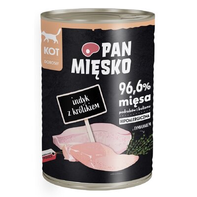 Karma dla kota PAN MIĘSKO Indyk z królikiem 400 g