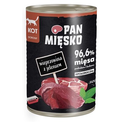 Karma dla kota PAN MIĘSKO Wieprzowina z jeleniem 400 g