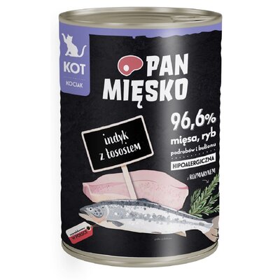 Karma dla kota PAN MIĘSKO Indyk z łososiem 400 g
