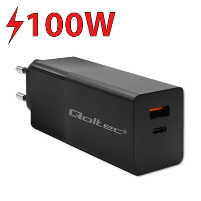 Ładowarka sieciowa QOLTEC GaN Power Pro PD 100W Czarny