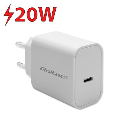 Ładowarka sieciowa QOLTEC Super Quick PD 20W Biały