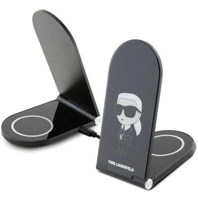 Ładowarka indukcyjna KARL LAGERFELD 2w1 Ikonik MagSafe 15W Czarny