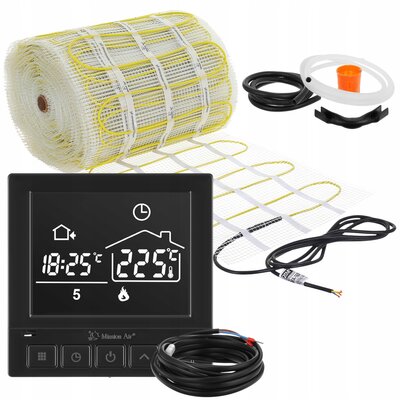 Mata grzewcza pod płytki MISSION AIR MA-160W/m² 18m² (36mb x 50cm) + regulator Taurus Czarny