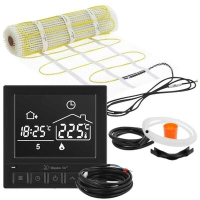 Mata grzewcza pod płytki MISSION AIR MA-160W/m² 1.5m² (3mb x 50cm) + regulator Taurus Czarny