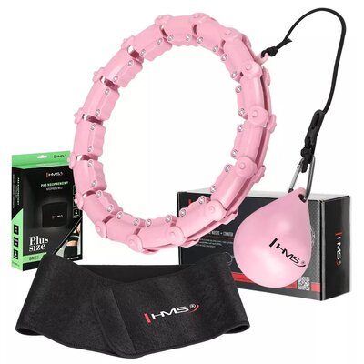 Hula hop HMS Plus Size HHW11 Różowy + pas wyszczuplający BR163 Czarny