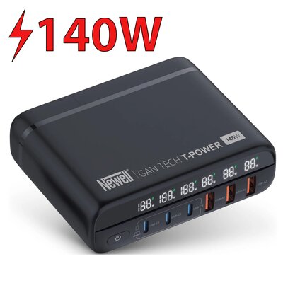 Ładowarka sieciowa NEWELL GaN Tech T-power 140W Czarny + zestaw adapterów