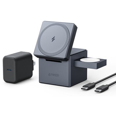 Ładowarka indukcyjna ANKER MagSafe Cube 15W 3w1 Szary