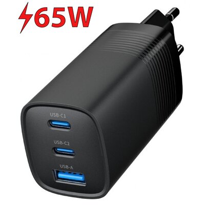Ładowarka sieciowa GEMBIRD TA-UC-PDQC65-01-BK 65W Czarny